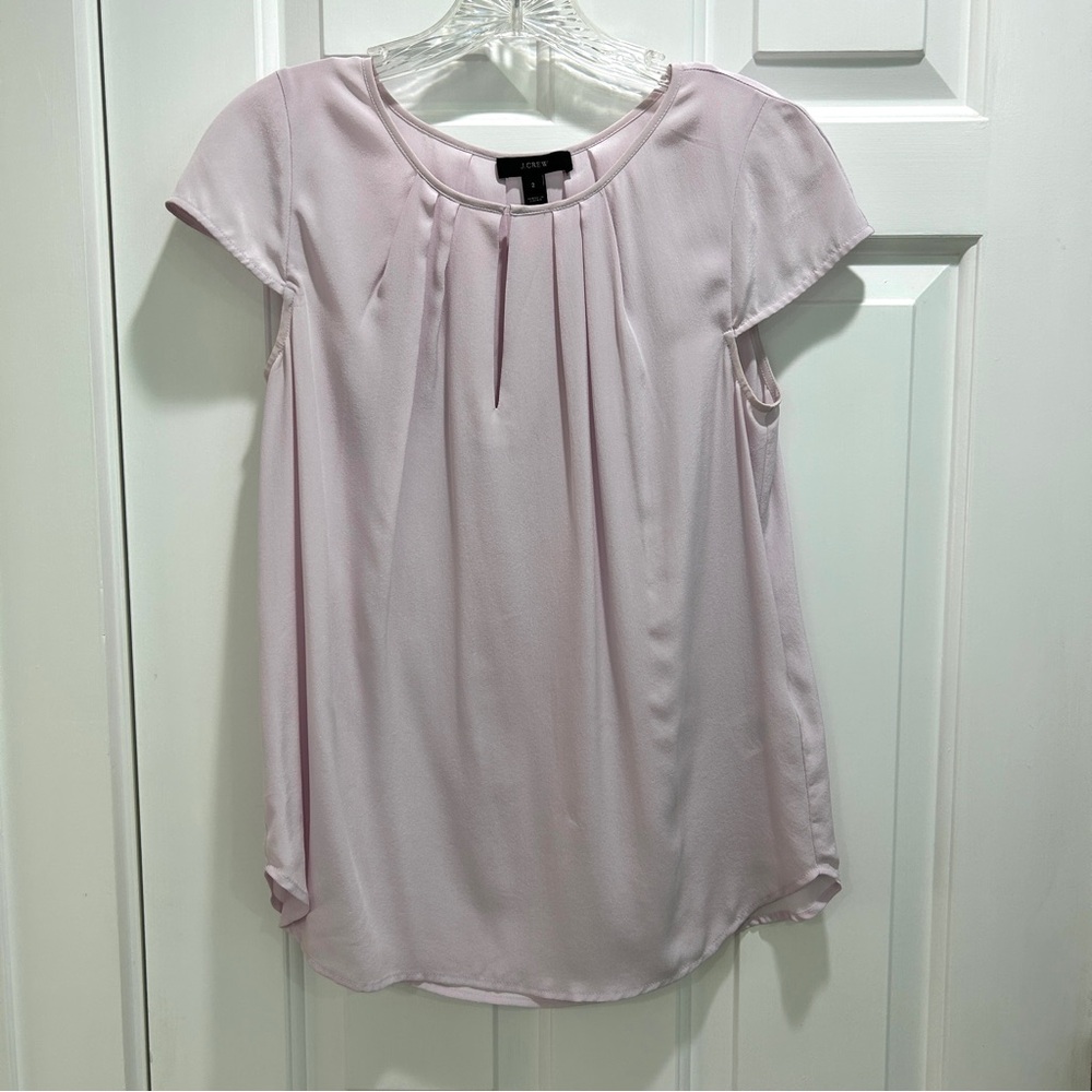 J. Crew Lilac Light Purple Cap Sleeve 100% Silk Blouse Size 2